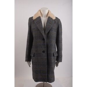 Levi Levi's Strauss Co Womens Amaya Wool Coat Jacket S Small Black Houndstooth
